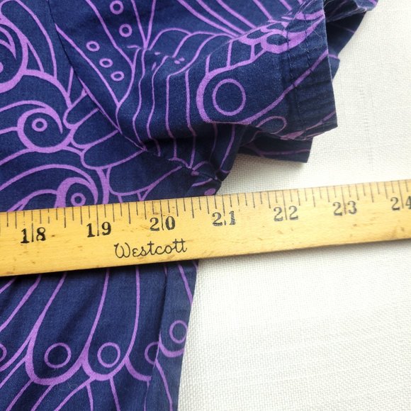 NRG Blue and Purple Feather Floral Print Scrub Top by Barco - Large - Picture 9 of 9